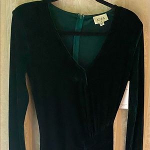 Red Dress Green Velvet Maxi Dress